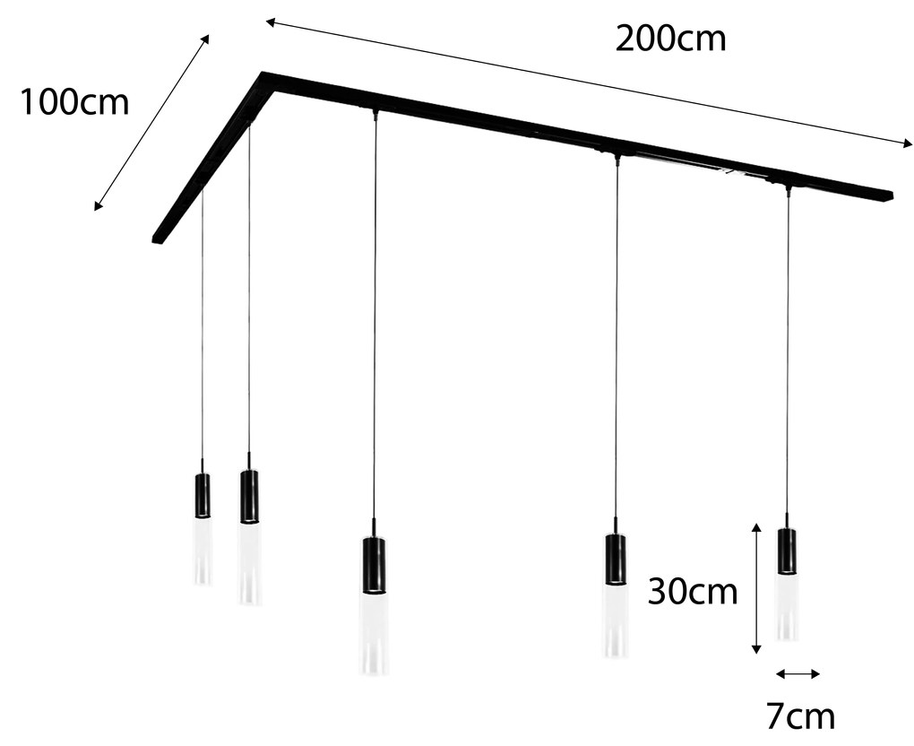 Modern railsysteem met 5 hanglampen gunmetal 1-fase - Iconic Lloyd