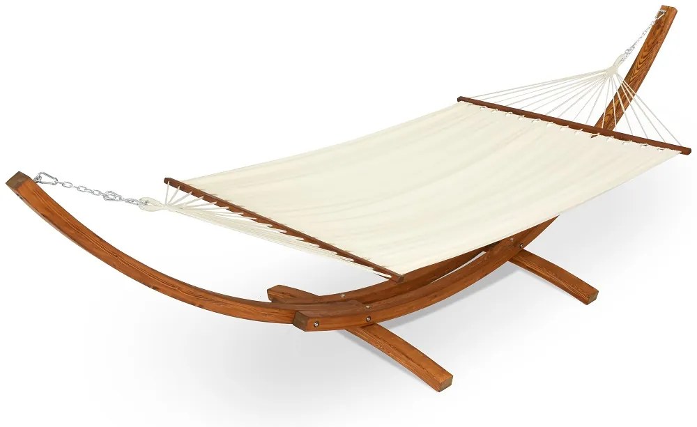 Hangmat met houten standaard Kiwi Garden Point wit