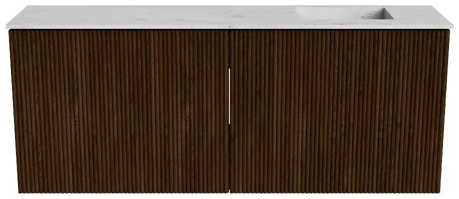 Mondiaz Joya DLux 100cm toiletmeubel walnut met wastafel faye rechts 1 kraangat opalo