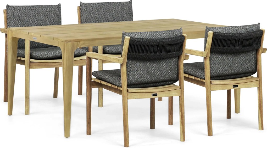 Tuinset 4 personen 180 cm Teak Old teak greywash Santika Furniture Santika