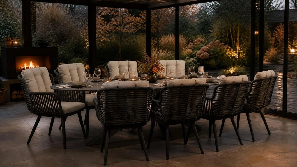Tuinset 8 personen 280 cm Aluminium Grijs Coco Custa/Ellisse