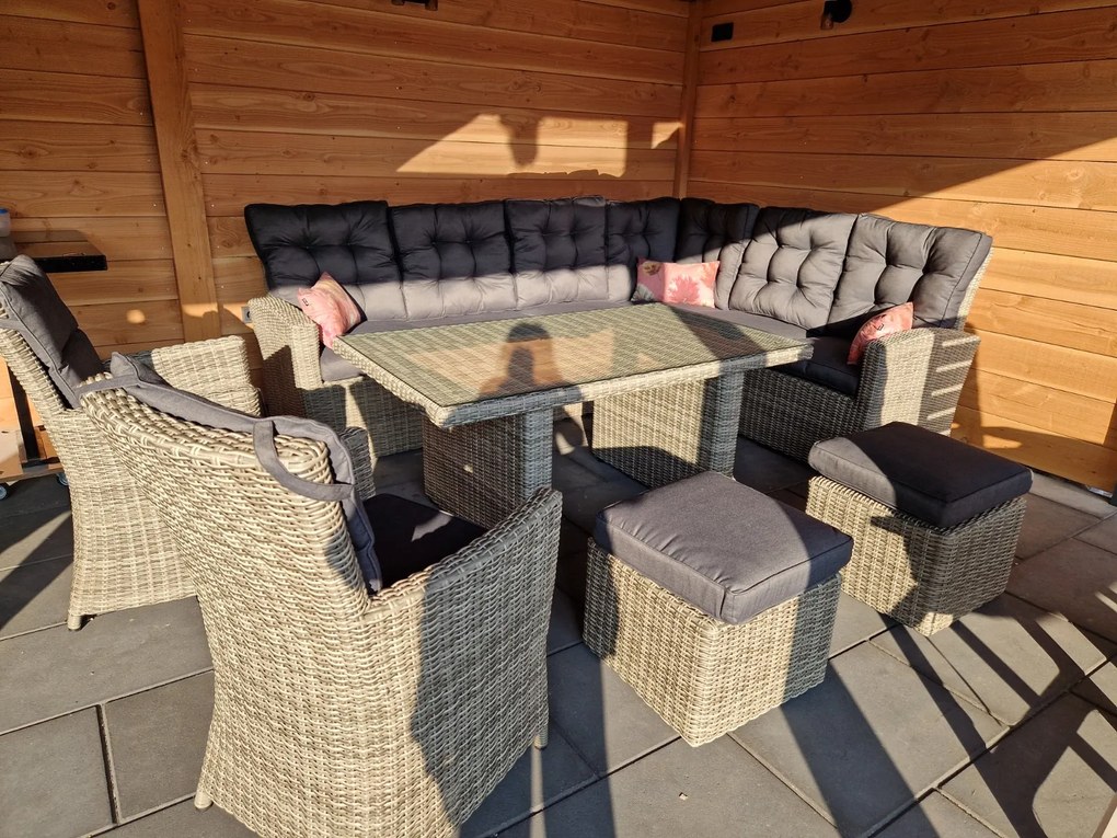 Lounge/diningset San Marino - Paloma grijs + 2x Mante tuinstoel