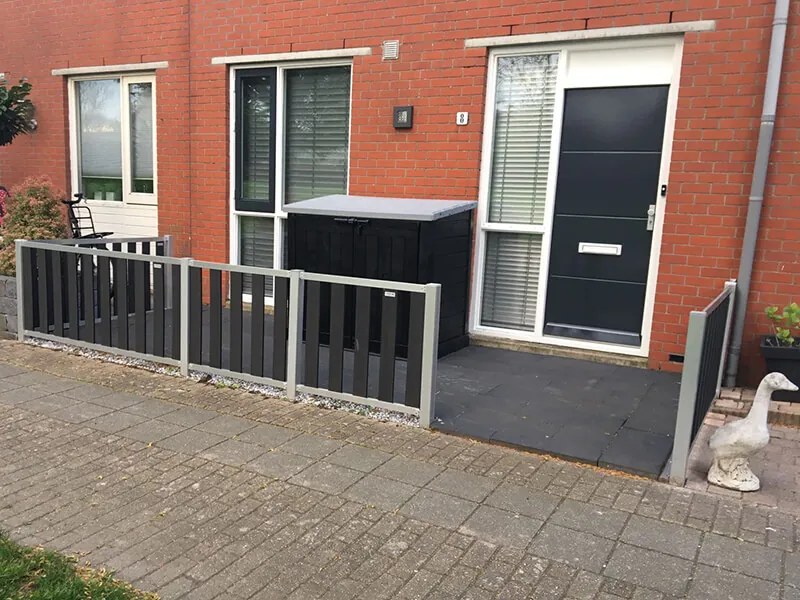 Tuinhek antraciet composiet Design met blank aluminium frame (180 x 100 cm)