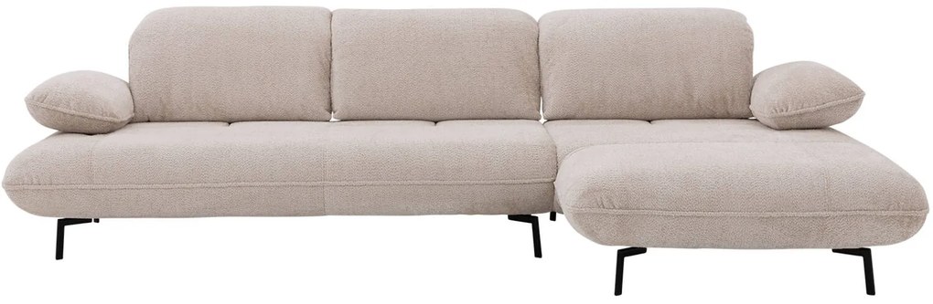 Goossens Excellent Bank Leandro beige, stof, 2,5-zits, modern design met chaise longue rechts