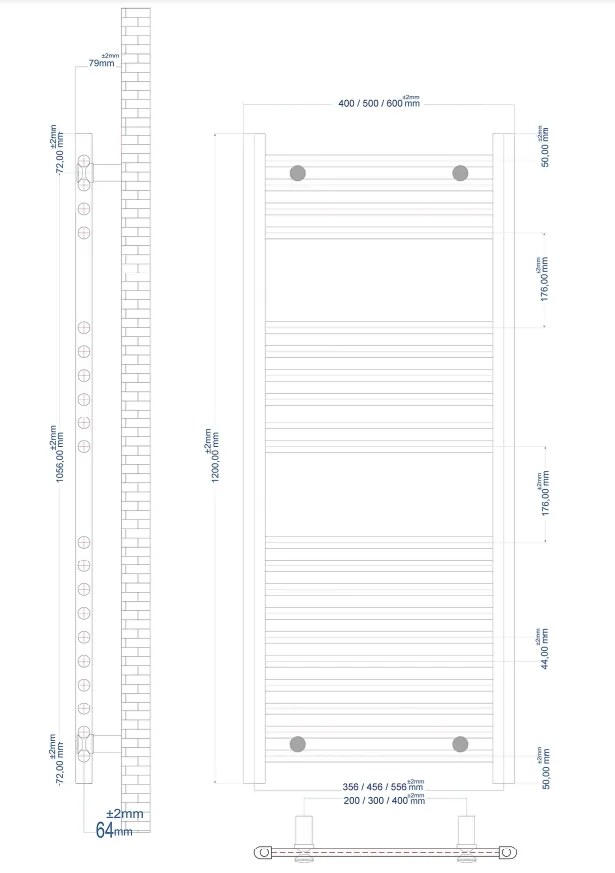 Eastbrook Wingrave handdoekradiator 60x120cm grijs mat 700W