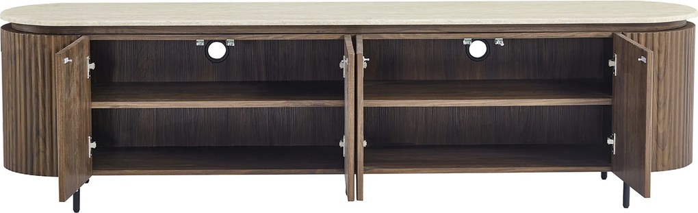 TV Meubel Walnoot Met Marmer - 200x40x55cm.