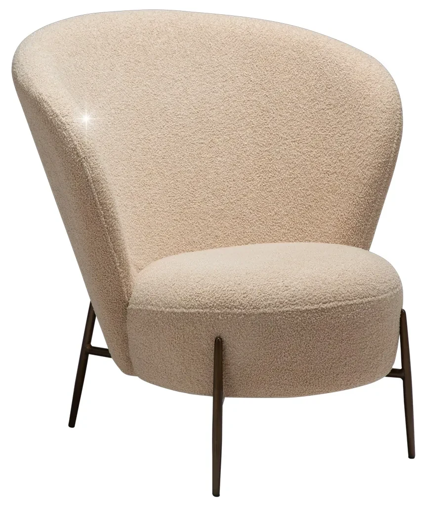 Dan-Form Orbit Fauteuil Met Hoge Rugleuning Boucle Frosted Almond Shimmer