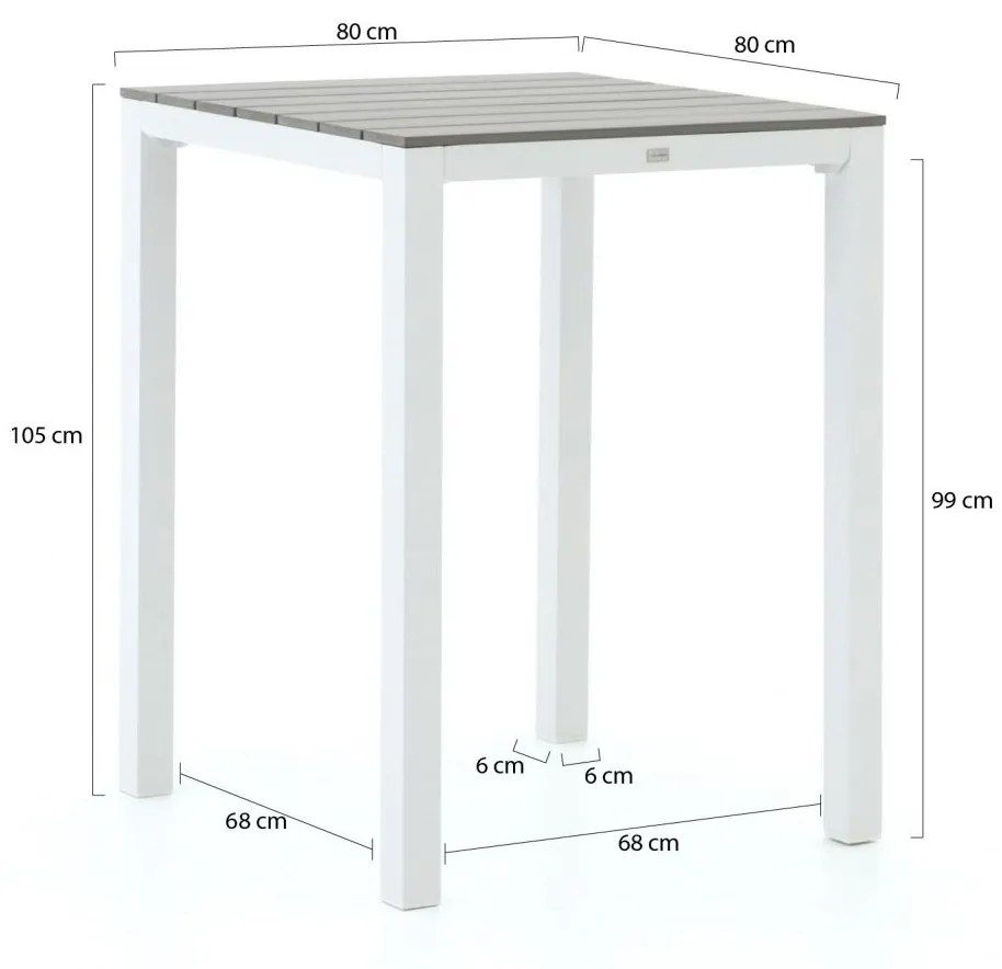 Bellagio Fidenza bartafel 80x80x105cm