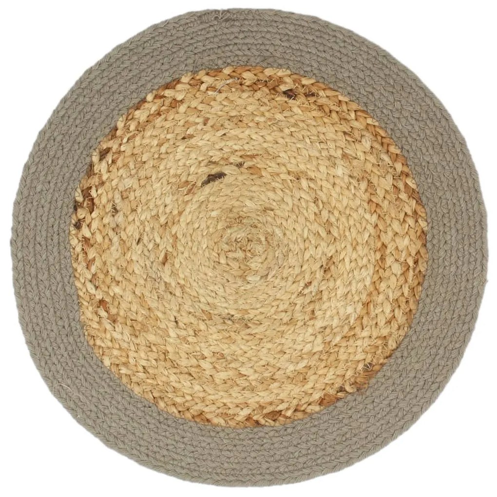 vidaXL Placemats 6 st 38 cm jute en katoen natuurlijk en grijs