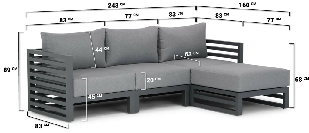 Chaise Loungeset 3 personen Aluminium Grijs Santika Furniture Santika Jaya