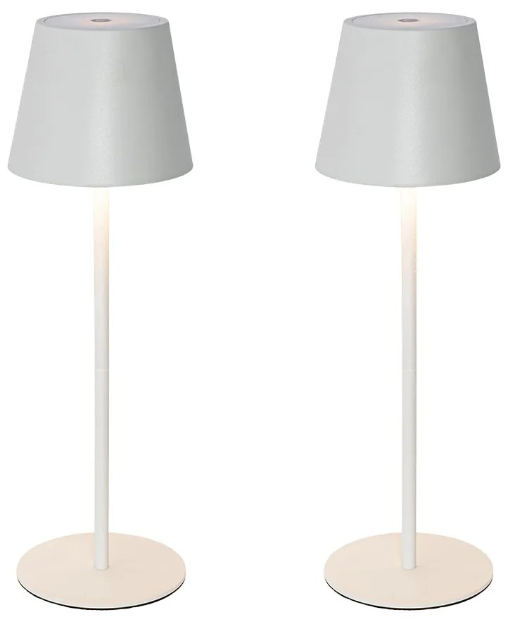 Buitenlamp LED Set van 2 tafellampen wit met dimmer en oplaadbaar - Murdock Modern IP54 Buitenverlichting rond Lamp