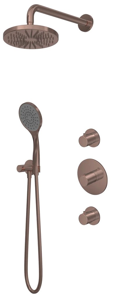 Hotbath Buddy IBS12 inbouw regendouche 30cm met 3 standen handdouche geborsteld koper PVD