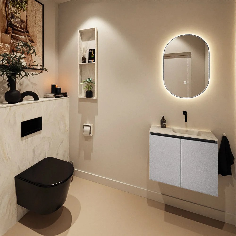 Mondiaz Ture DLux toiletmeubel 60cm plata met wastafel ostra rechts zonder kraangat