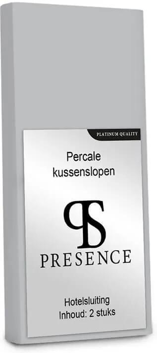 Presence 2-PACK: Kussenslopen Percale Katoen - Zilver