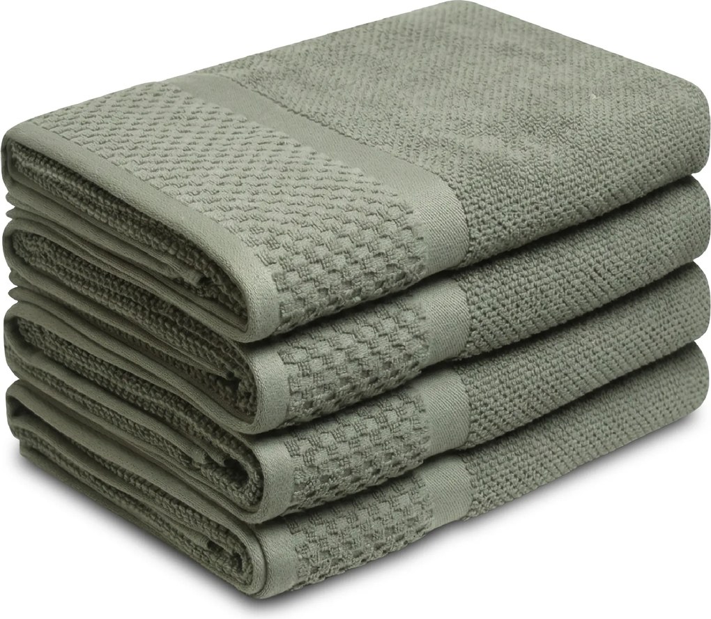 Handdoek Soft Popcorn Collectie – 4 stuks – 70×140 – oudgroen