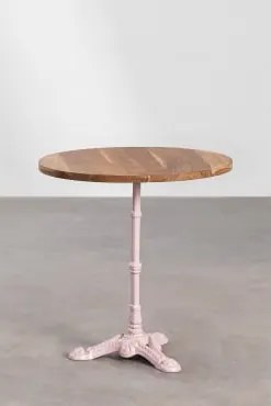 Azteca Ronde Barkruk Van Acaciahout Ø70 Cm & Acaciahout - Suikerspinroze - Sklum