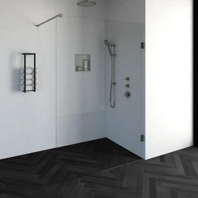 BRAUER Create Inloopdouche - 140x200cm - profielloos - antikalk - 8mm veiligheidsglas - geborsteld RVS 4JC1-140g