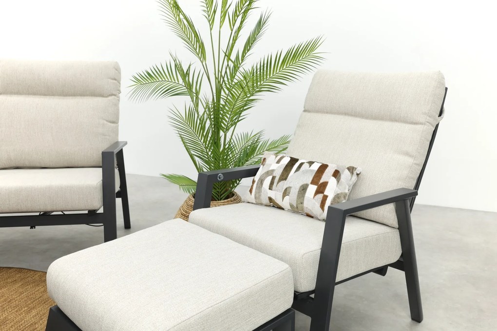 Lagos/Mindo stoel-bank loungeset 5-delig verstelbaar - Antraciet