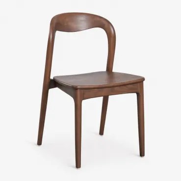 Set Van 4 Eetkamerstoelen Van Teakhout Varmus Donker Teakhout - Sklum