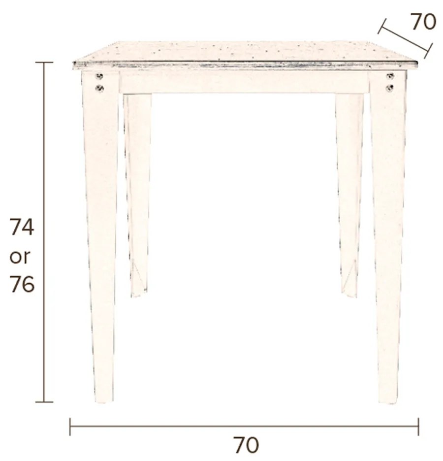 Dutchbone Scuola Vierkante Eettafel Retro 70x70cm - 70 X 70cm.