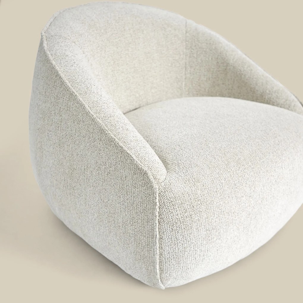 Creme Fauteuil Met Ronde Rugleuning