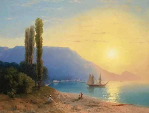 Kunstreproductie Sunset over Yalta, 1861, Aivazovsky, Ivan Konstantinovich