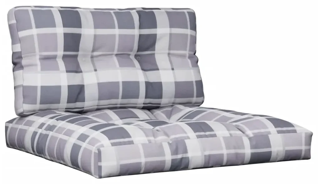vidaXL Bankkussens pallet 2 st ruitpatroon grijs