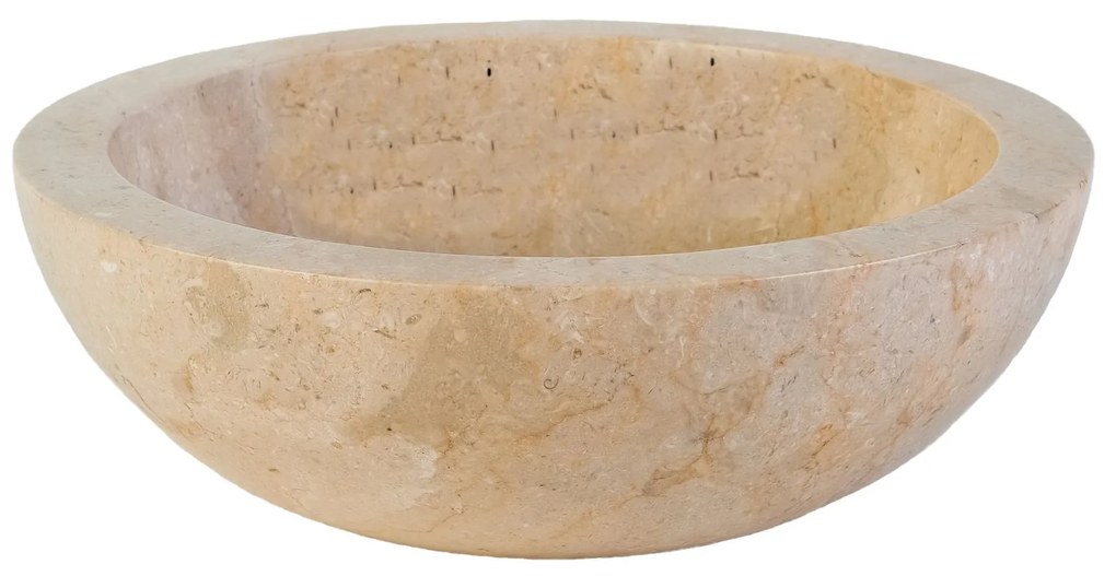 Sanigoods Ellie waskom rond gepolijst 35x12cm crème marmer