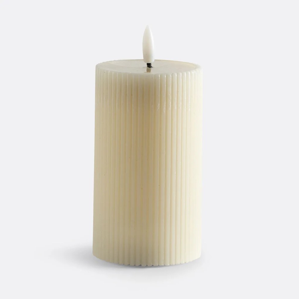 Gestreepte LED kaars in wax H15,5 cm, Caspar
