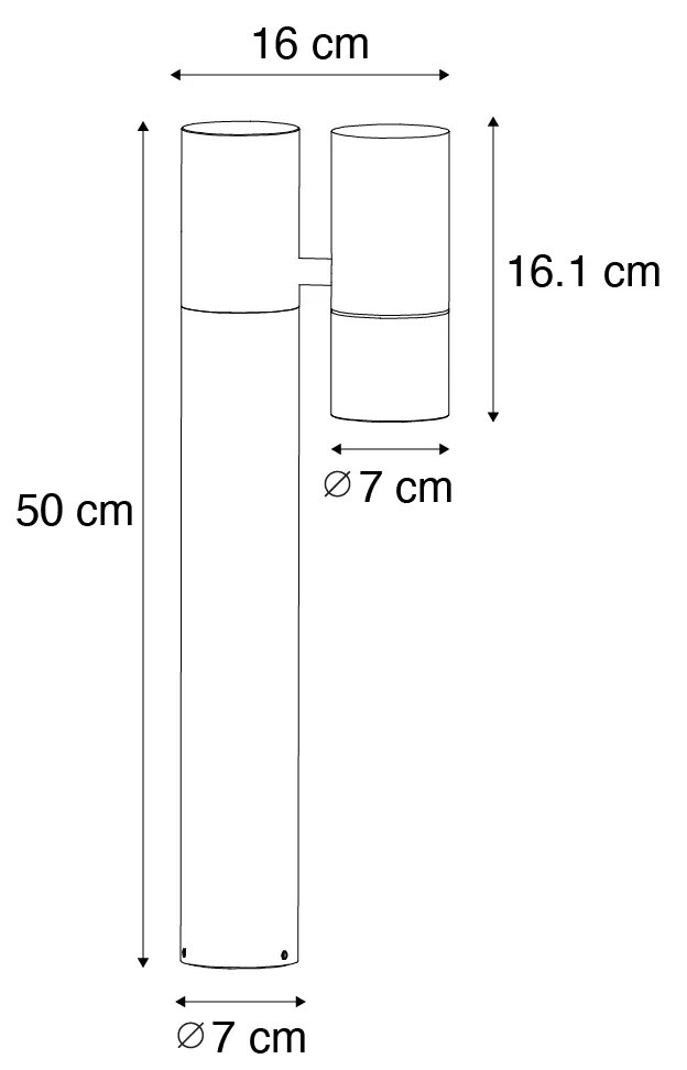 Staande buitenlamp zwart 50 cm verstelbaar - Duo Modern GU10 IP44 Buitenverlichting