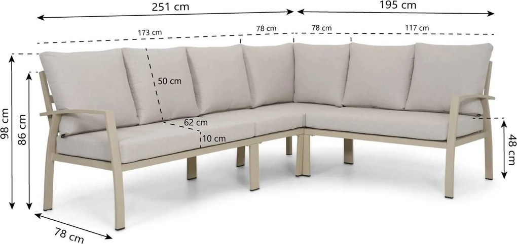 Dining Loungeset 5 personen Aluminium Zand/Beige Domani Furniture Ocean