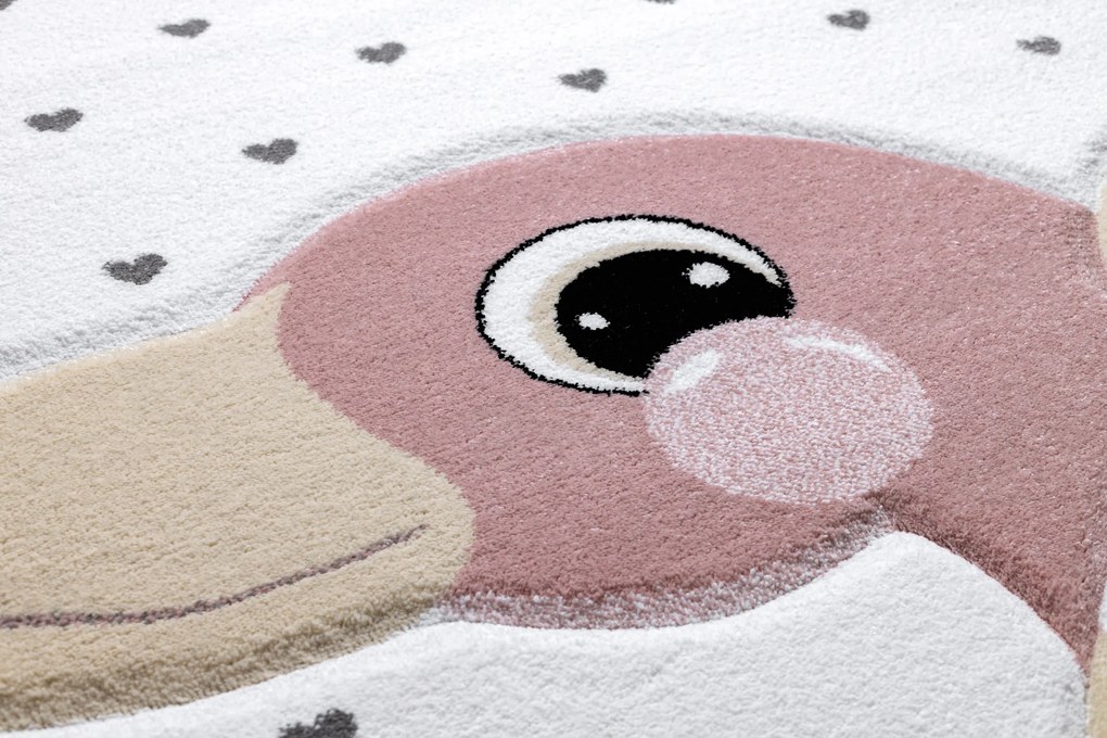 Tapijt PETIT FLAMINGOS Flamingo's HARTJES crème