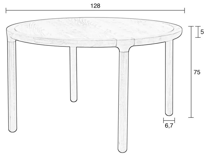 Zuiver Storm Eettafel Rond Eiken - 128 X 128cm.