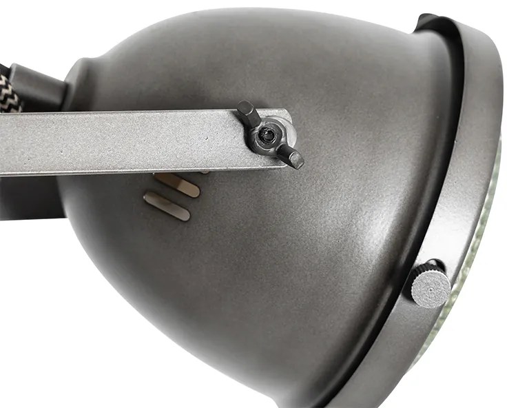 Industriële vloerlamp staal met hout 2-lichts - Emado