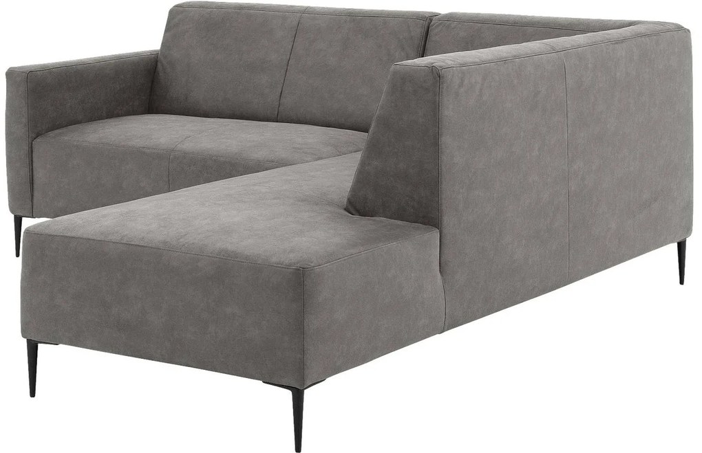 Goossens Key West grijs, micro leer, 2-zits, modern design met ligelement rechts