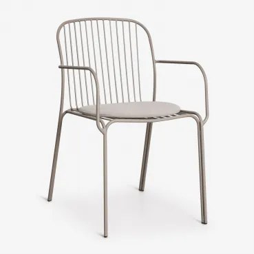 Pack Van 2 Tuinstoelen Met Armleuningen Van Staal Anerina Moka Bruin & Licht Taupe Grijs - Sklum