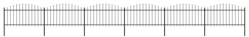 vidaXL Tuinhek met speren bovenkant (1,25-1,5)x10,2 m staal zwart