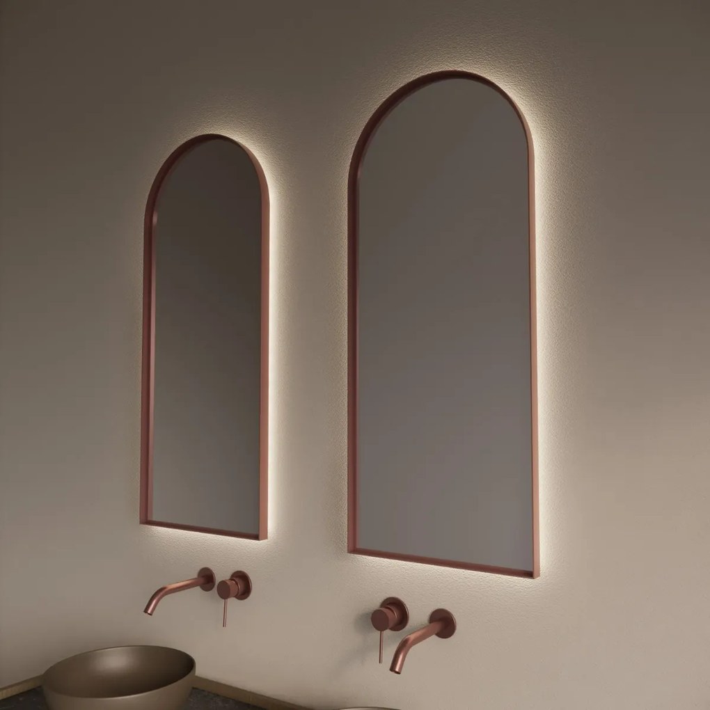 Gliss Design Delta spiegel met LED-verlichting 40x100cm rosé koper