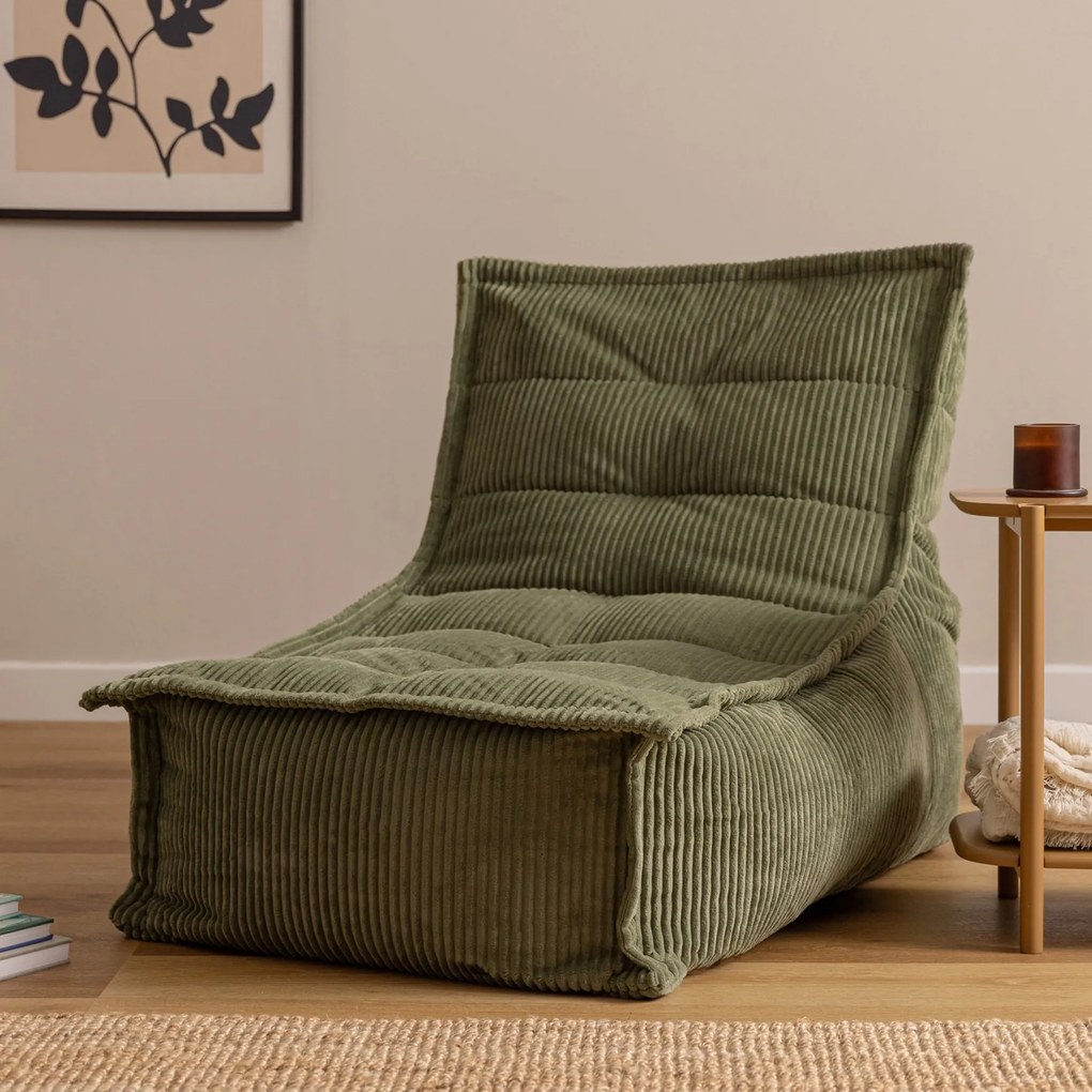 Dolce Zitzak Stoel Cord Lounger - Saliegroen