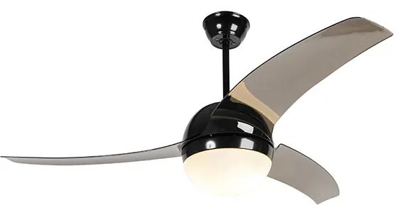 Moderne Plafondventilator met lamp zwart met smoke bladen - Bora 52 Modern E27 rond Binnenverlichting Lamp