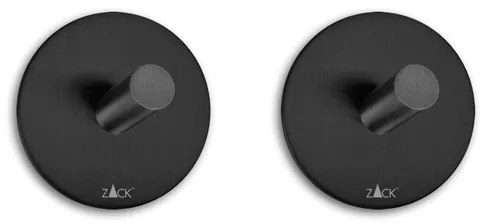 Zack Peco handdoekhaak 4.5x4.5cm rond zelfklevend Mat Zwart set van 2 40354