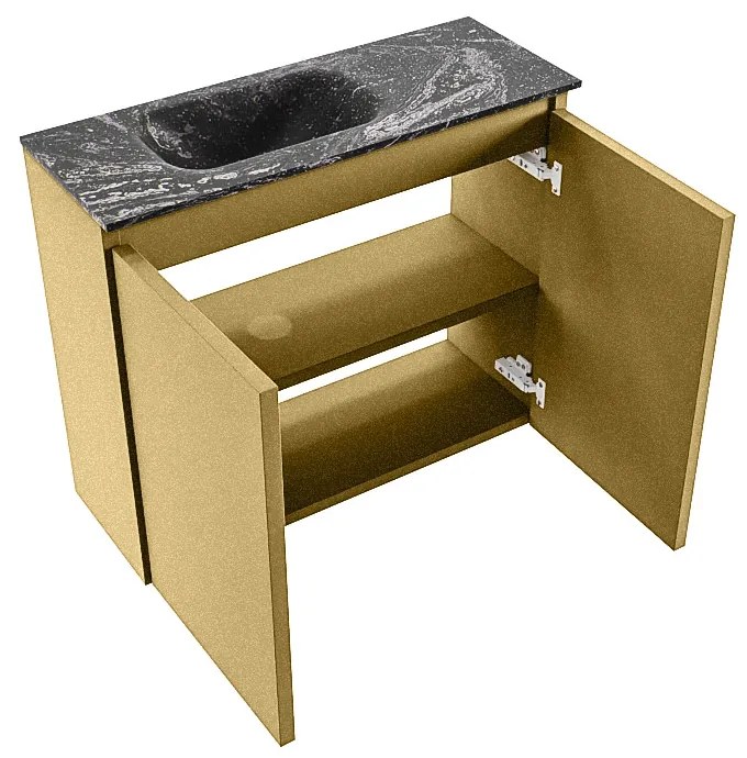 Mondiaz Ture DLux toiletmeubel 60cm oro met wastafel lava links met kraangat