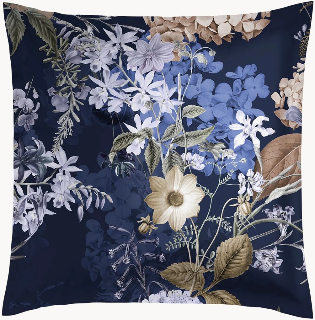 Katoensatijnen kussenslopen Bouquet d'Hortensias, 2-delig