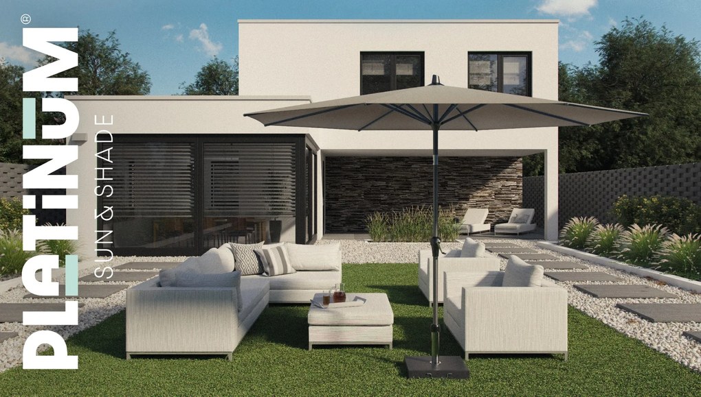 Platinum Riva stokparasol 3 m. rond - Teak Antraciet