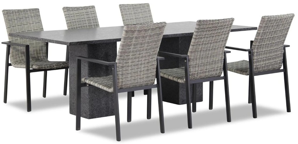 Tuinset 6 personen 220 cm Wicker Grijs Lifestyle Garden Furniture Upton/Graniet