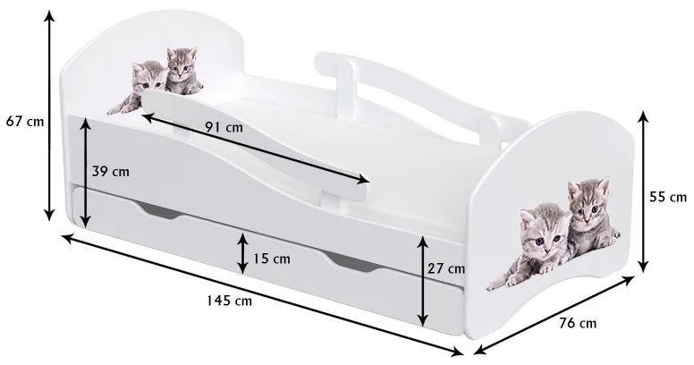 Peuter Wit grijs Eenpersoonsbed Oscar - Voor kinderen Kinderen Peuter Junior 5056231702416 Children's Beds Home, 140x70, Nee, Geen Children's Beds Hom