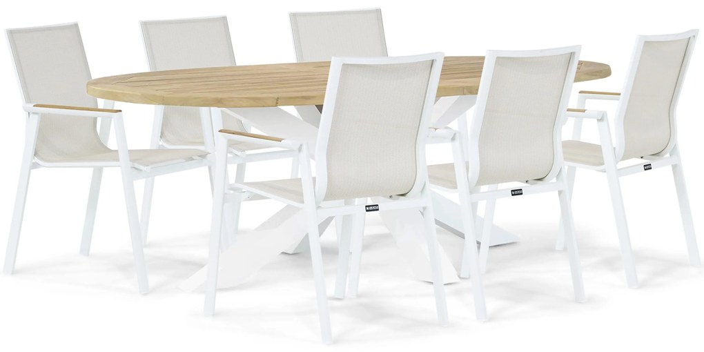 Tuinset 6 personen 240 cm Aluminium/textileen Wit Lifestyle Garden Furniture Fiora/Bradford
