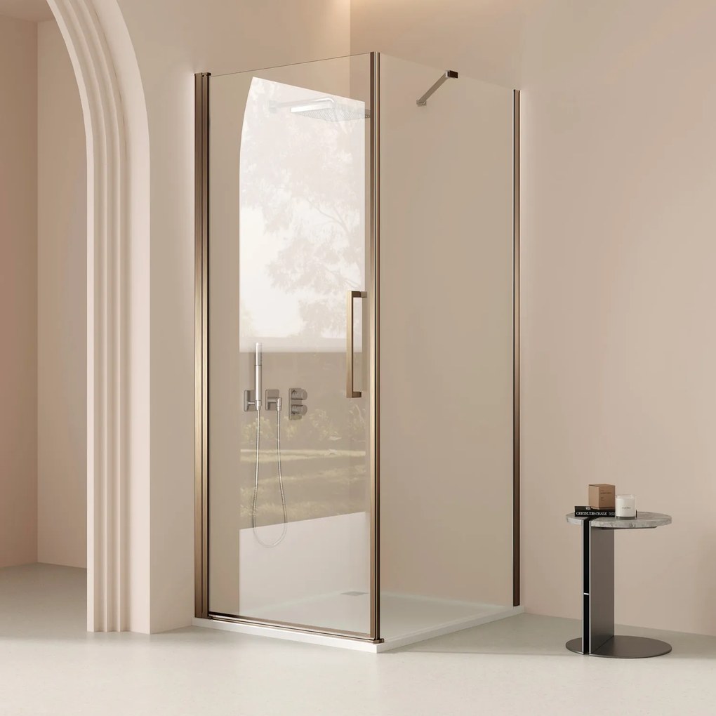 Saniclear Clearline douchecabine 100x90cm met 100cm deur verouderd messing