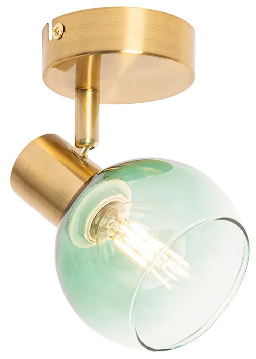 Art Deco spot goud met groen glas - Vidro