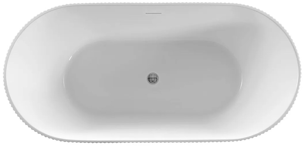 Aqualine Turia vrijstaand bad ribbel wit acryl 170x80cm